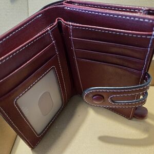 Burgundy Leather Wallet with Snap Closure